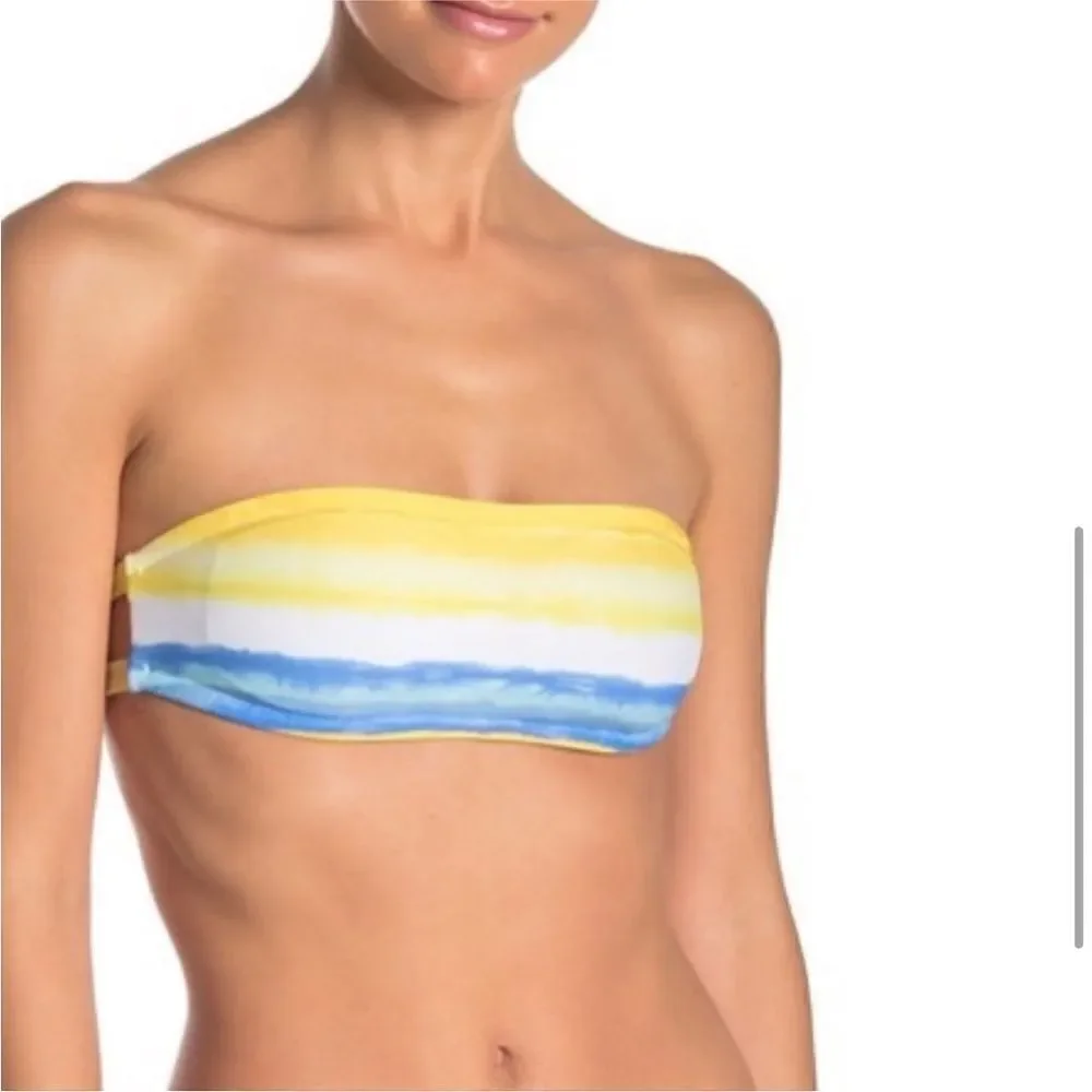 NWOT New Onia Natalia Bandeau Bikini Swim Top M Bold Stripe Dip Dye